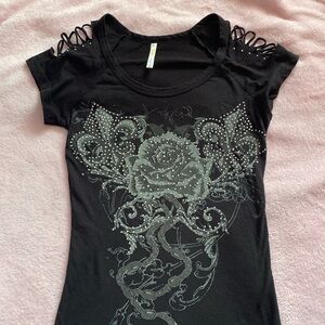 Black Women's Top with Cutout Shoulder
